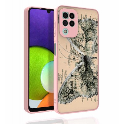 Bal-z Galaxy M22 Kılıf Desenli Kamera Korumalı Parlak  Nora Kapak