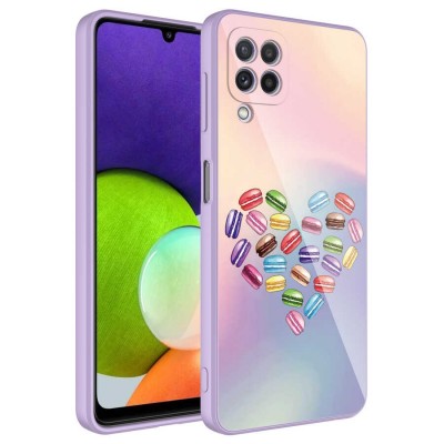 Bal-z Galaxy M22 Kılıf Kamera Korumalı Desenli Sert Silikon  Epoksi Kapak