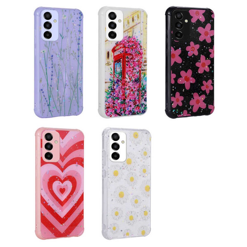 Bal-z Galaxy M23 Kılıf Simli Desenli Kamera Korumalı Parlak  Popy Kapak