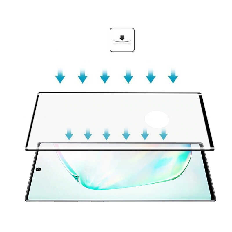 Bal-z Galaxy Note 10 Plus  Kavisli Full Yapışkanlı Cam Ekran Koruyucu