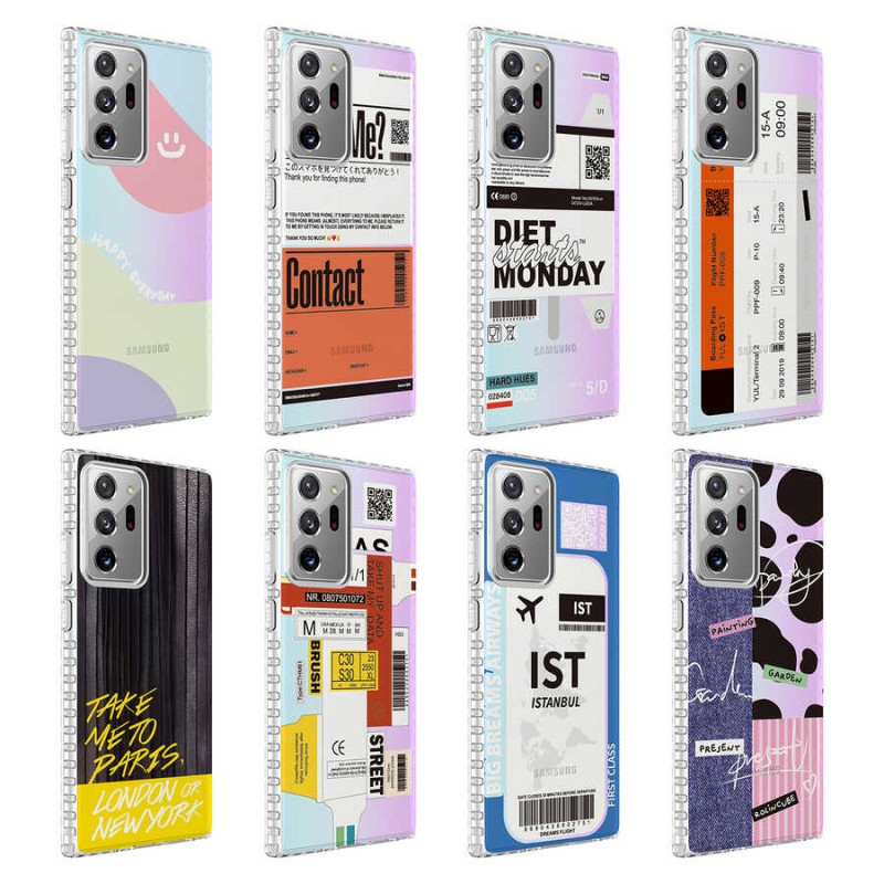 Bal-z Galaxy Note 20 Ultra Kılıf Airbag Kenarlı Renkli Desenli Silikon  Elegans Kapak