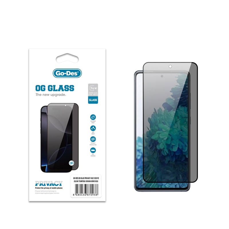 Bal-z Galaxy S20 FE Go Des OG Glass Privacy Antistatik Temperli Cam Ekran Koruyucu