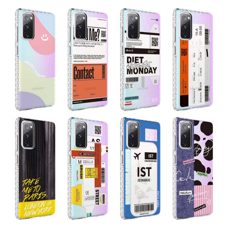 Bal-z Galaxy S20 FE Kılıf Airbag Kenarlı Renkli Desenli Silikon  Elegans Kapak