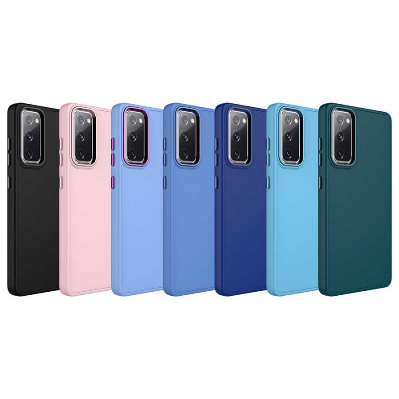 Bal-z Galaxy S20 FE Kılıf Metal Çerçeve ve Buton Tasarımlı Silikon  Luna Kapak