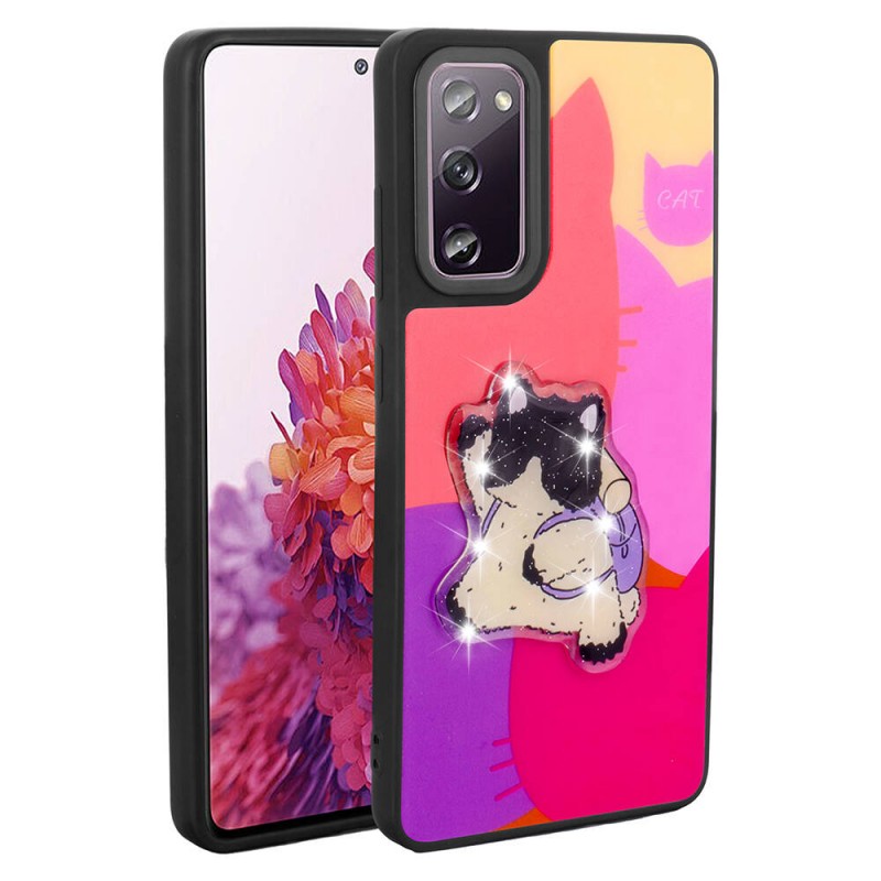 Bal-z Galaxy S20 FE Kılıf Parlayan Kabartmalı İkonik Figürlü  Amas Silikon Kapak