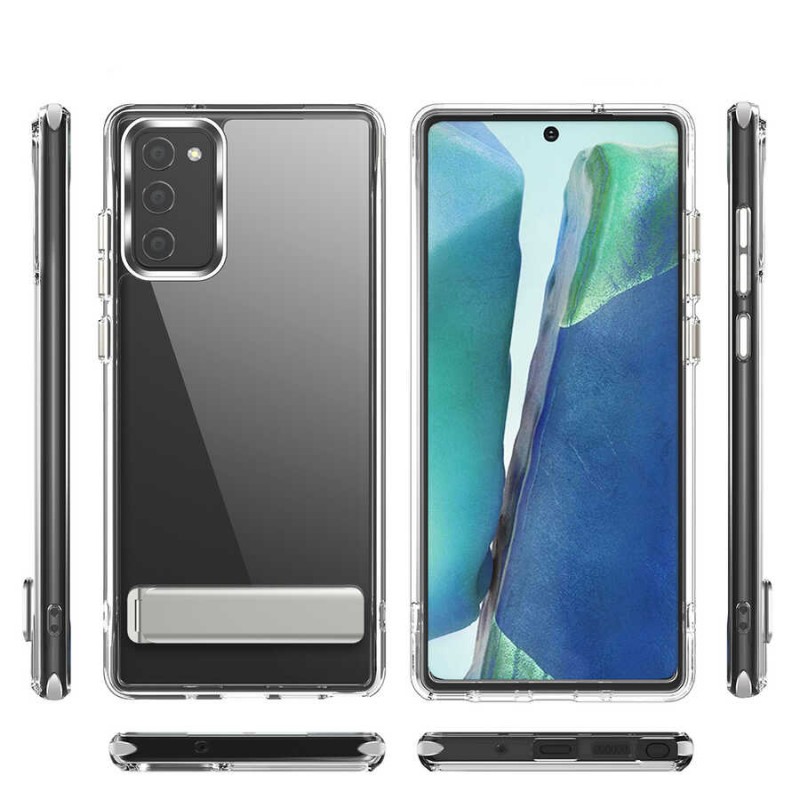 Bal-z Galaxy S20 FE Kılıf Standlı Şeffaf Silikon  L-Stand Kapak
