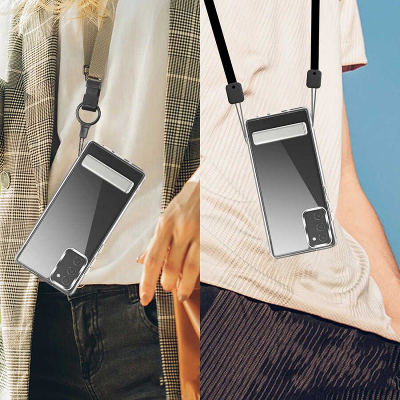 Bal-z Galaxy S20 FE Kılıf Standlı Şeffaf Silikon  L-Stand Kapak