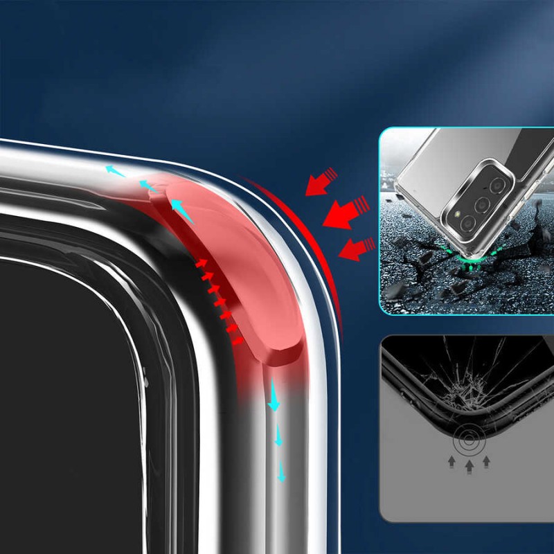 Bal-z Galaxy S20 FE Kılıf Standlı Şeffaf Silikon  L-Stand Kapak