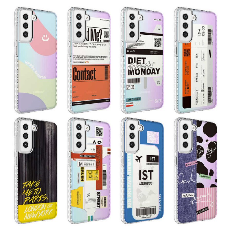 Bal-z Galaxy S21 FE Kılıf Airbag Kenarlı Renkli Desenli Silikon  Elegans Kapak