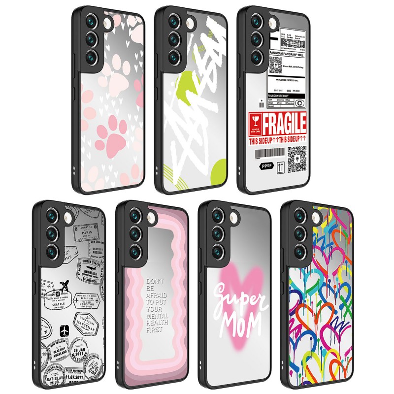 Bal-z Galaxy S21 FE Kılıf Aynalı Desenli Kamera Korumalı Parlak  Mirror Kapak