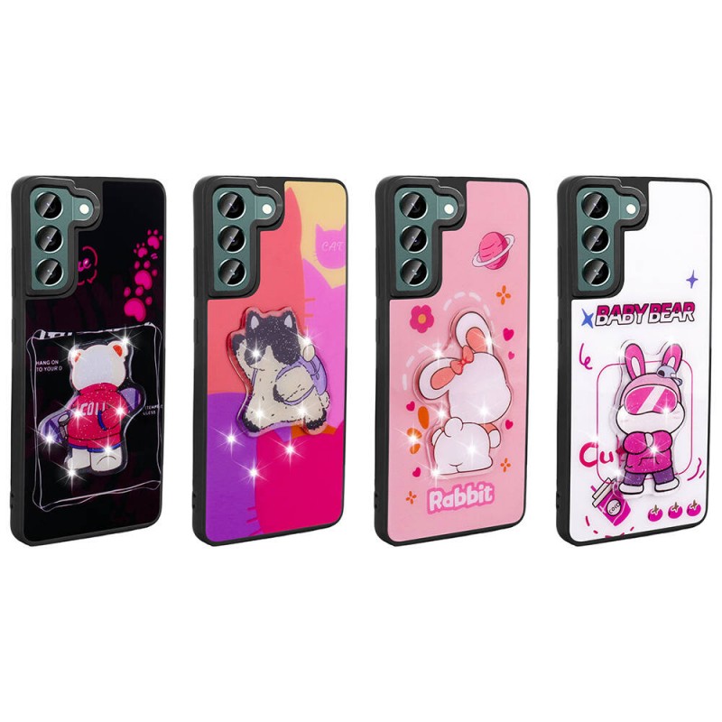 Bal-z Galaxy S21 FE Kılıf Parlayan Kabartmalı İkonik Figürlü  Amas Silikon Kapak