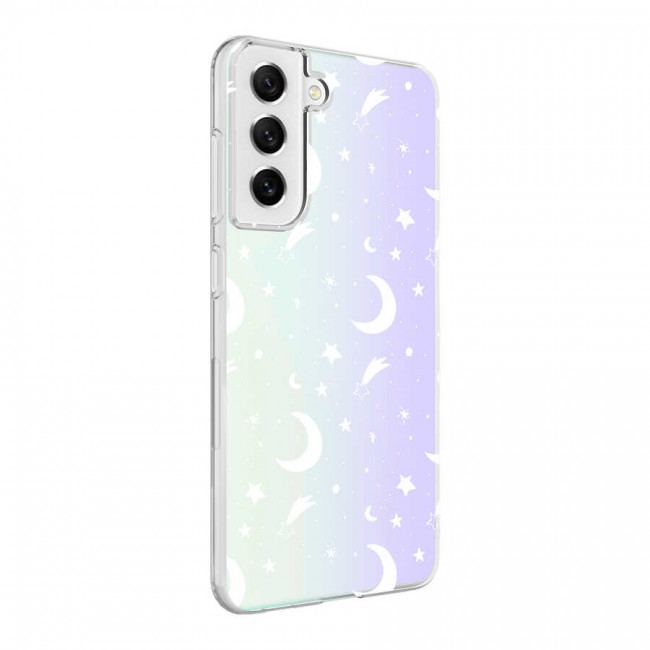 Galaxy S21 FE Kılıf Zore M-Blue Desenli Kapak Galaxy S21 FE Kılıf Zore M-Blue Desenli Kapak