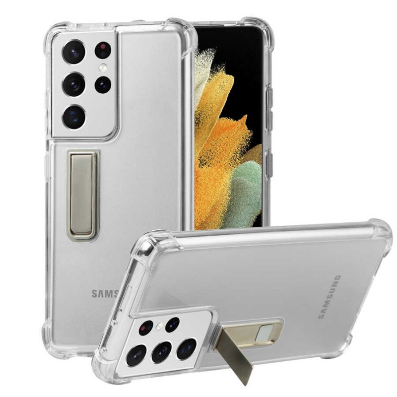 Bal-z Galaxy S21 Ultra Kılıf  Standlı Süper Silikon Kapak