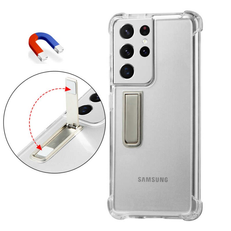 Bal-z Galaxy S21 Ultra Kılıf  Standlı Süper Silikon Kapak