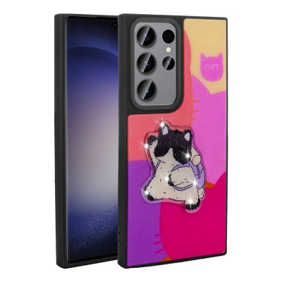 Bal-z Galaxy S22 Ultra Kılıf Parlayan Kabartmalı İkonik Figürlü  Amas Silikon Kapak