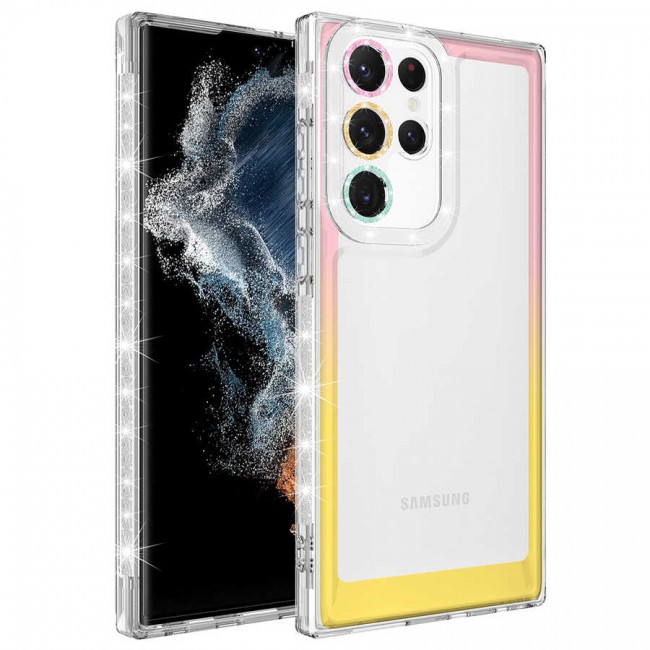 Galaxy S22 Ultra Kılıf Simli ve Renk Geçiş Tasarımlı Lens Korumalı Zore Park Kapak Galaxy S22 Ultra Kılıf Simli ve Renk Geçiş Tasarımlı Lens Korumalı Zore Park Kapak