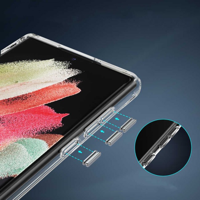 Galaxy S22 Ultra Kılıf Standlı Şeffaf Silikon Zore L-Stand Kapak Galaxy S22 Ultra Kılıf Standlı Şeffaf Silikon Zore L-Stand Kapak
