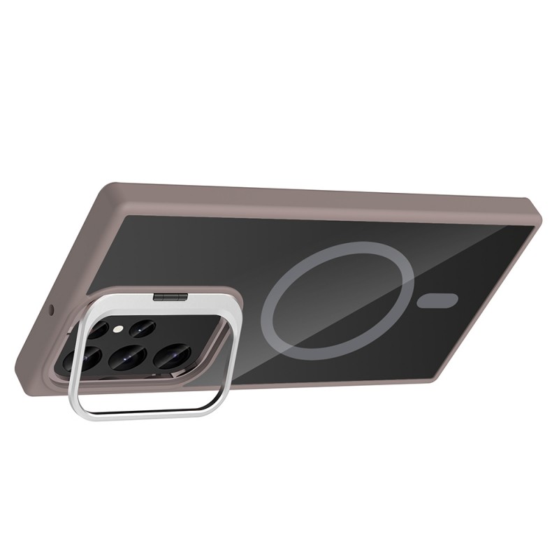 Bal-z Galaxy S22 Ultra Kılıf Standlı ve Kamera Lens Hediyeli M-Safe Şarj Özellikli Zore Etro Kapak