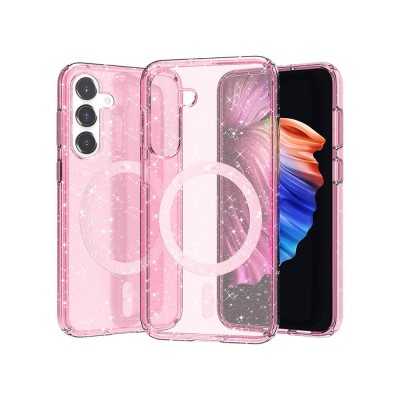 Bal-z Galaxy S23 FE Kılıf M-safe Şarj Özellikli Parlayan Simli Saydam Renkli  Allstar Kapak