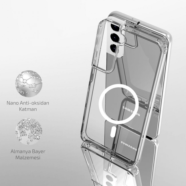Galaxy S23 Kılıf Magsafe Şarj Özellikli Şeffaf Sert PC Zore Embos Kapak Galaxy S23 Kılıf Magsafe Şarj Özellikli Şeffaf Sert PC Zore Embos Kapak