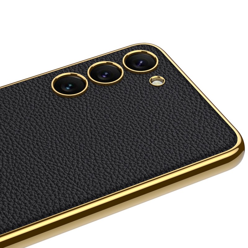 Bal-z Galaxy S23 Plus Kılıf Deri Görünümlü Kenarları Elektroplating Kaplama  Fizyon Kapak