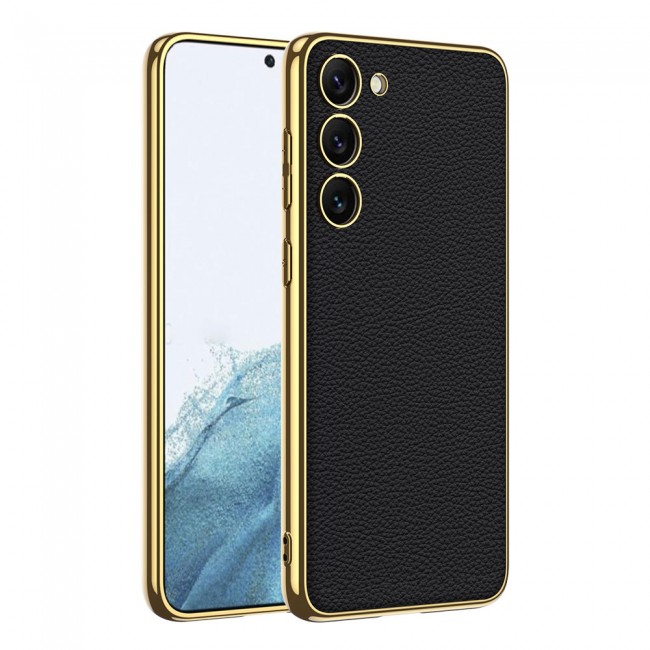 Galaxy S23 Plus Kılıf Deri Görünümlü Kenarları Elektroplating Kaplama Zore Fizyon Kapak Galaxy S23 Plus Kılıf Deri Görünümlü Kenarları Elektroplating Kaplama Zore Fizyon Kapak