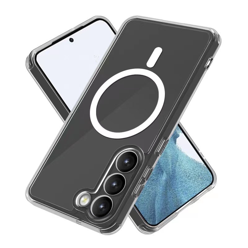 Bal-z Galaxy S23 Plus Kılıf M-safe Şarj Özellikli Şeffaf Sert PC  Embos Kapak