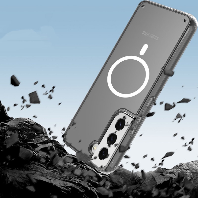 Bal-z Galaxy S23 Plus Kılıf M-safe Şarj Özellikli Şeffaf Sert PC  Embos Kapak