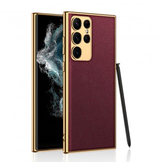 Galaxy S23 Ultra Kılıf Deri Görünümlü Kenarları Elektroplating Kaplama Zore Fizyon Kapak Galaxy S23 Ultra Kılıf Deri Görünümlü Kenarları Elektroplating Kaplama Zore Fizyon Kapak