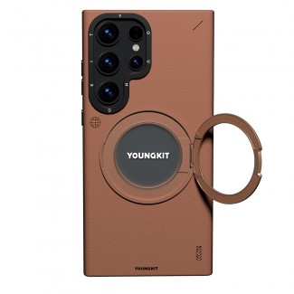 Galaxy S23 Ultra Kılıf M-safe Şarj Özellikli 360° Standlı Basit Mat Deri Desenli Youngkit Tech Leather Serisi Kapak Galaxy S23 Ultra Kılıf M-safe Şarj Özellikli 360° Standlı Basit Mat Deri Desenli Youngkit Tech Leather Serisi Kapak