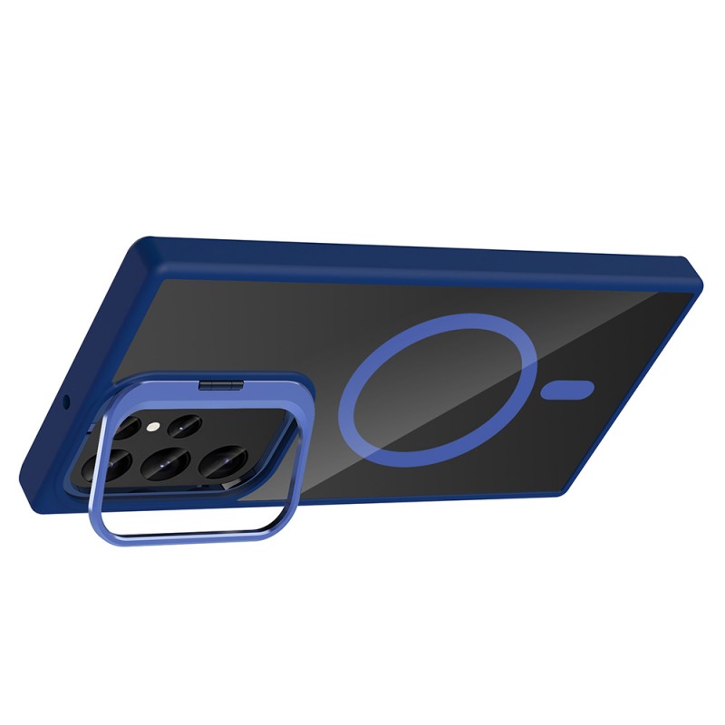 Bal-z Galaxy S23 Ultra Kılıf Standlı ve Kamera Lens Hediyeli M-Safe Şarj Özellikli Zore Etro Kapak