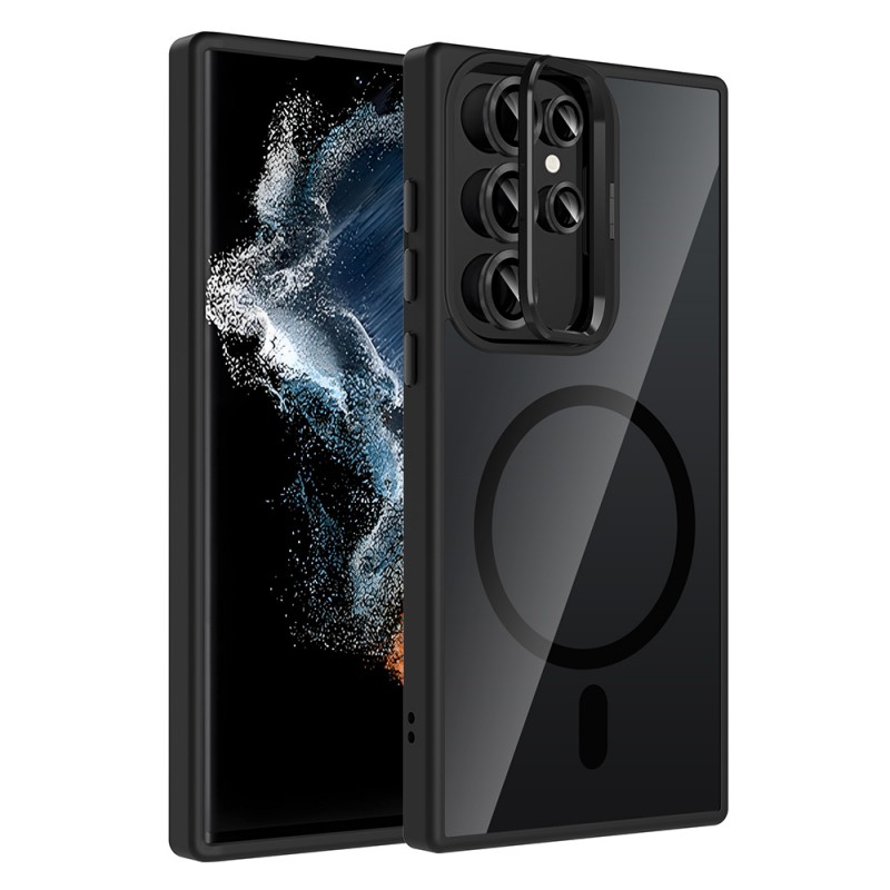 Bal-z Galaxy S23 Ultra Kılıf Standlı ve Kamera Lens Hediyeli M-Safe Şarj Özellikli Zore Etro Kapak