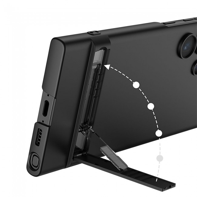 Galaxy S23 Ultra Kılıf Zore Kamera Korumalı Dikey Standlı Ays Kapak