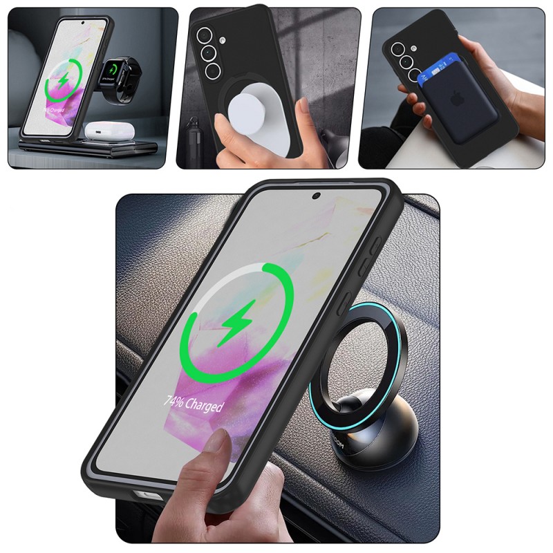 Bal-z Galaxy S24 FE Kılıf M-safe Şarj Özellikli Standlı Zore Samara Kapak