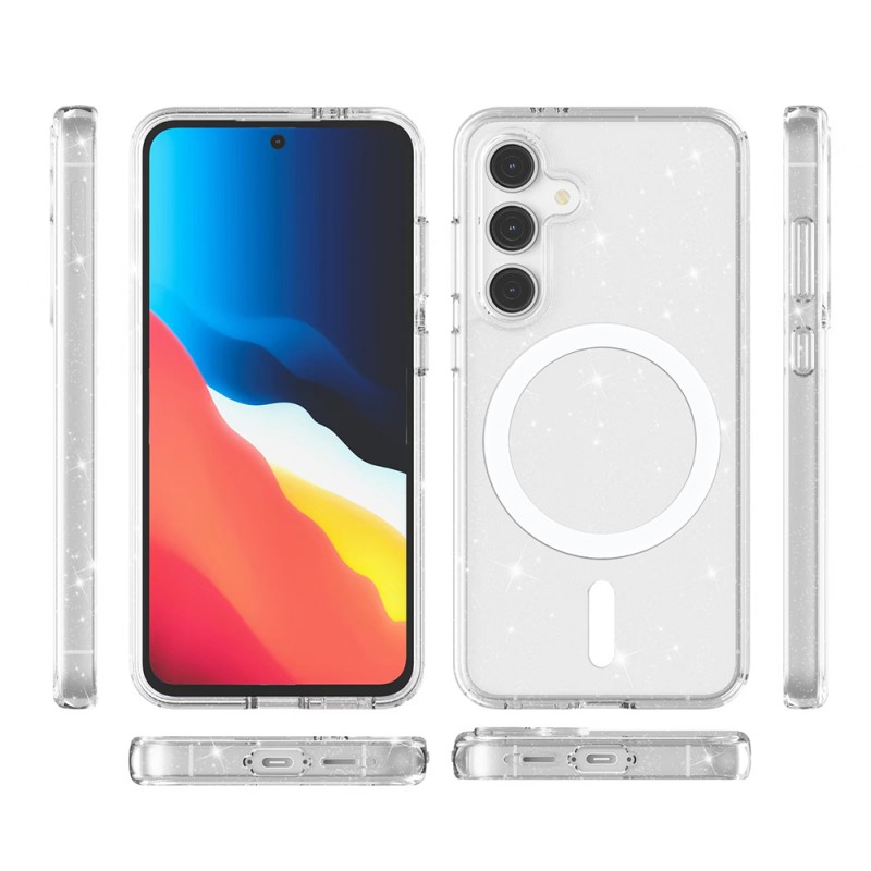 Bal-z Galaxy S24 FE Kılıf M-safe Şarj Özellikli Parlayan Simli Saydam Renkli Zore Allstar Kapak