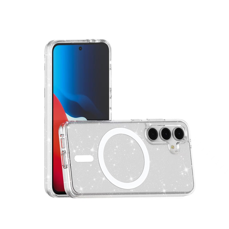 Bal-z Galaxy S24 FE Kılıf M-safe Şarj Özellikli Parlayan Simli Saydam Renkli Zore Allstar Kapak