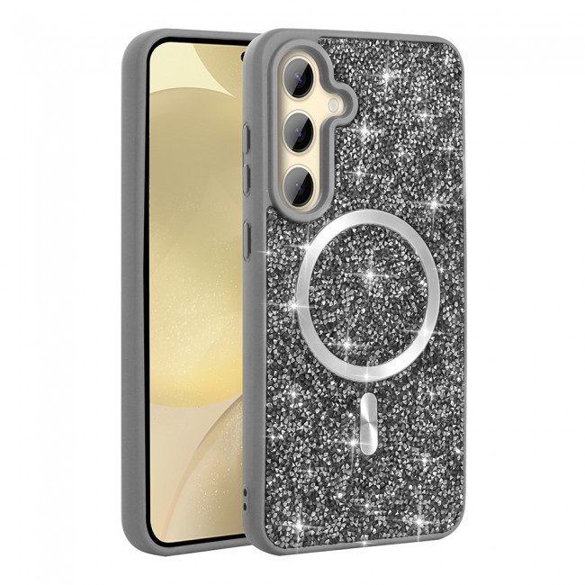 Galaxy S24 FE Kılıf Pırlanta Tasarımlı M-safe Şarj Özellikli Zore Mozaik Silikon Kapak Galaxy S24 FE Kılıf Pırlanta Tasarımlı M-safe Şarj Özellikli Zore Mozaik Silikon Kapak