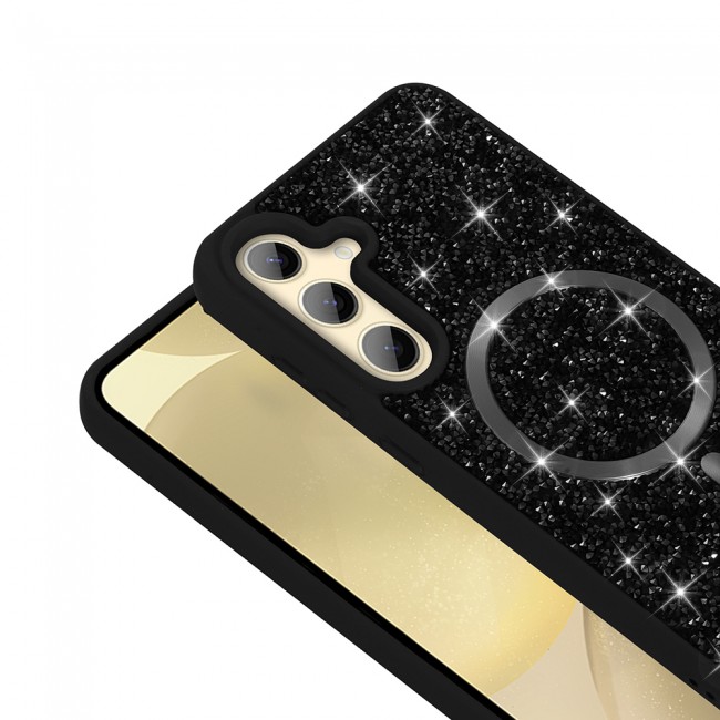 Galaxy S24 FE Kılıf Pırlanta Tasarımlı M-safe Şarj Özellikli Zore Mozaik Silikon Kapak Galaxy S24 FE Kılıf Pırlanta Tasarımlı M-safe Şarj Özellikli Zore Mozaik Silikon Kapak