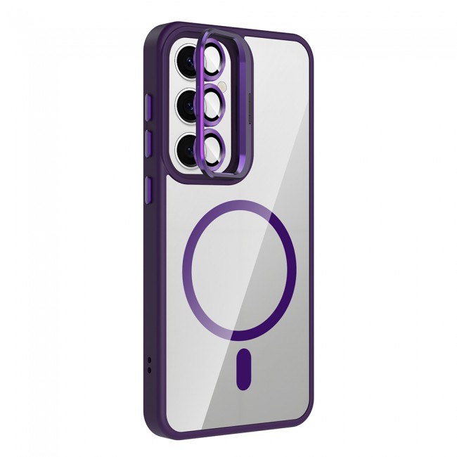 Galaxy S24 FE Kılıf Standlı ve Kamera Lens Hediyeli M-Safe Şarj Özellikli Zore Etro Kapak Galaxy S24 FE Kılıf Standlı ve Kamera Lens Hediyeli M-Safe Şarj Özellikli Zore Etro Kapak