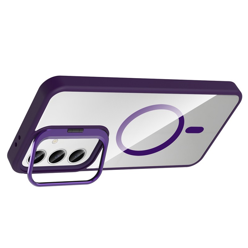 Bal-z Galaxy S24 FE Kılıf Standlı ve Kamera Lens Hediyeli M-Safe Şarj Özellikli Zore Etro Kapak