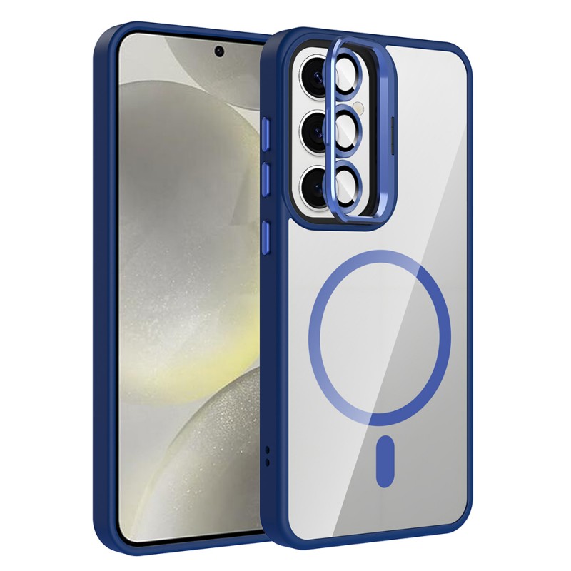 Bal-z Galaxy S24 FE Kılıf Standlı ve Kamera Lens Hediyeli M-Safe Şarj Özellikli Zore Etro Kapak