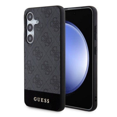Bal-z Galaxy S24 Kılıf Guess Orjinal Lisanslı PU Deri Şerit Logo Dizaynlı Kapak