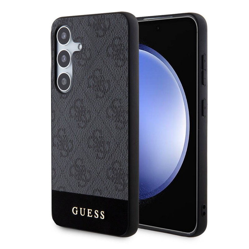 Bal-z Galaxy S24 Kılıf Guess Orjinal Lisanslı PU Deri Şerit Logo Dizaynlı Kapak