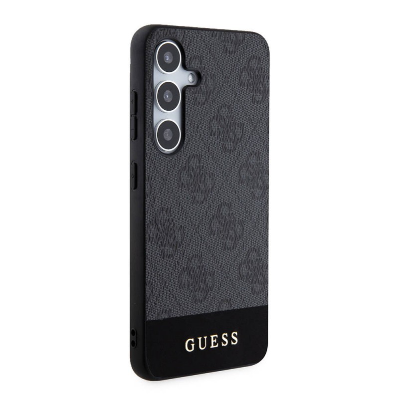 Bal-z Galaxy S24 Kılıf Guess Orjinal Lisanslı PU Deri Şerit Logo Dizaynlı Kapak