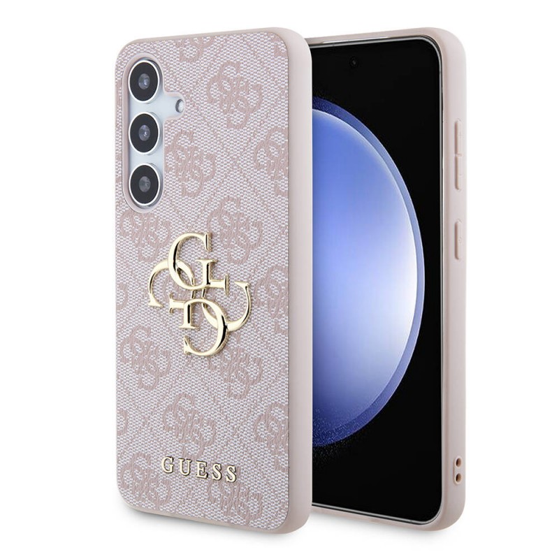 Bal-z Galaxy S24 Kılıf Guess Orjinal Lisanslı PU Deri Yazı ve 4G Metal Logolu Desenli Kapak