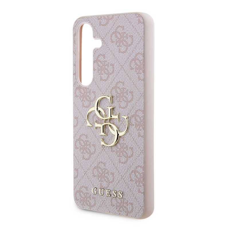 Bal-z Galaxy S24 Kılıf Guess Orjinal Lisanslı PU Deri Yazı ve 4G Metal Logolu Desenli Kapak