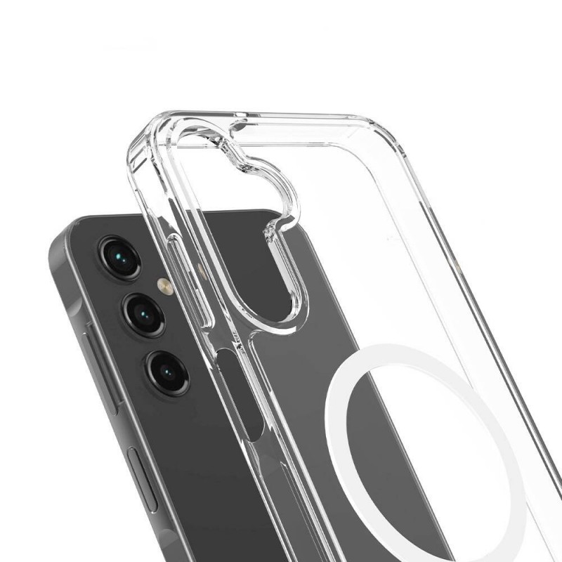 Bal-z Galaxy S24 Kılıf M-safe Şarj Özellikli Şeffaf Sert PC  Embos Kapak