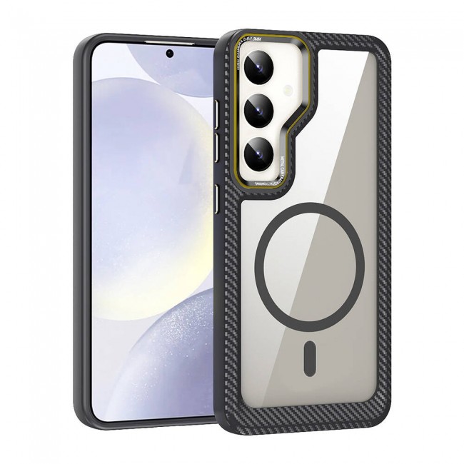 Galaxy S24 Kılıf Magsafe Şarj Özellikli Sert PC Karbon Fiber Kenar Tasarımlı Zore Libero Kapak Galaxy S24 Kılıf Magsafe Şarj Özellikli Sert PC Karbon Fiber Kenar Tasarımlı Zore Libero Kapak