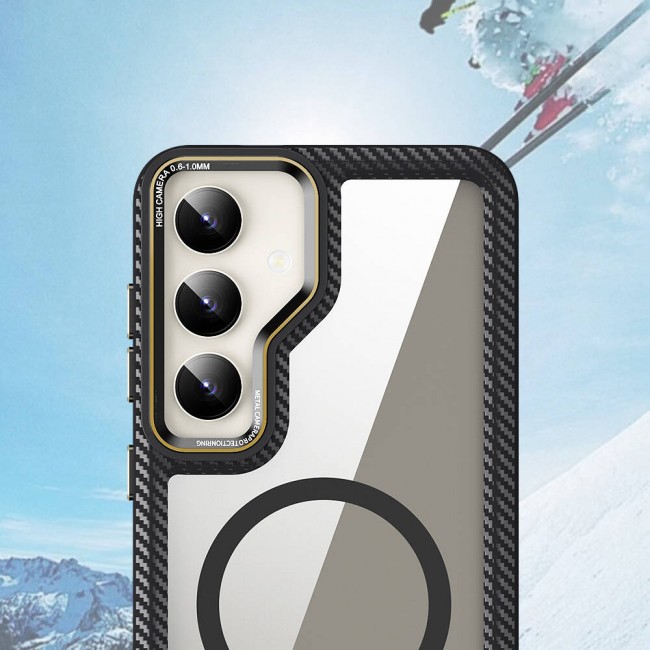 Galaxy S24 Kılıf Magsafe Şarj Özellikli Sert PC Karbon Fiber Kenar Tasarımlı Zore Libero Kapak Galaxy S24 Kılıf Magsafe Şarj Özellikli Sert PC Karbon Fiber Kenar Tasarımlı Zore Libero Kapak
