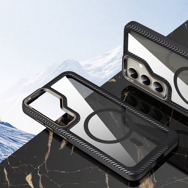 Galaxy S24 Kılıf Magsafe Şarj Özellikli Sert PC Karbon Fiber Kenar Tasarımlı Zore Libero Kapak Galaxy S24 Kılıf Magsafe Şarj Özellikli Sert PC Karbon Fiber Kenar Tasarımlı Zore Libero Kapak